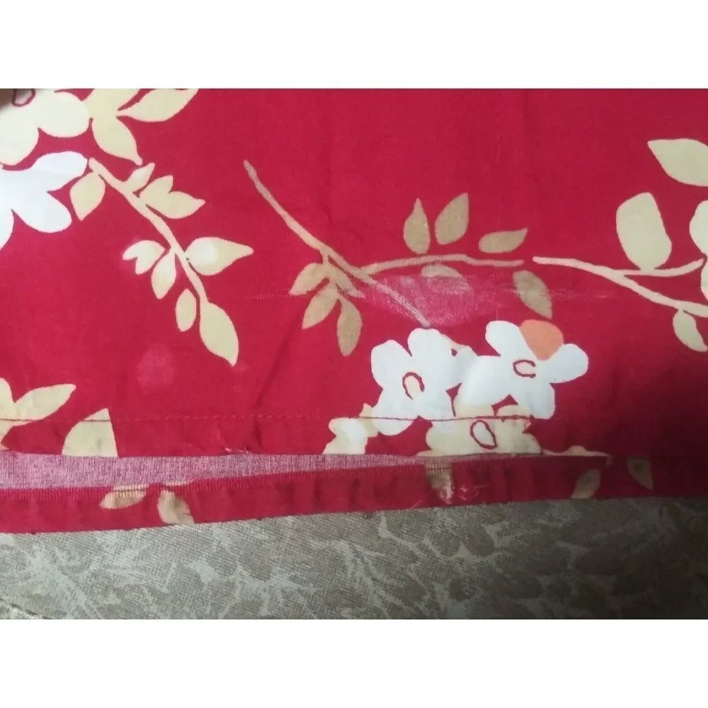 Woolrich 100% COTTON RED shower curtain floral bathroom curtain FLAW 71x72 HTF